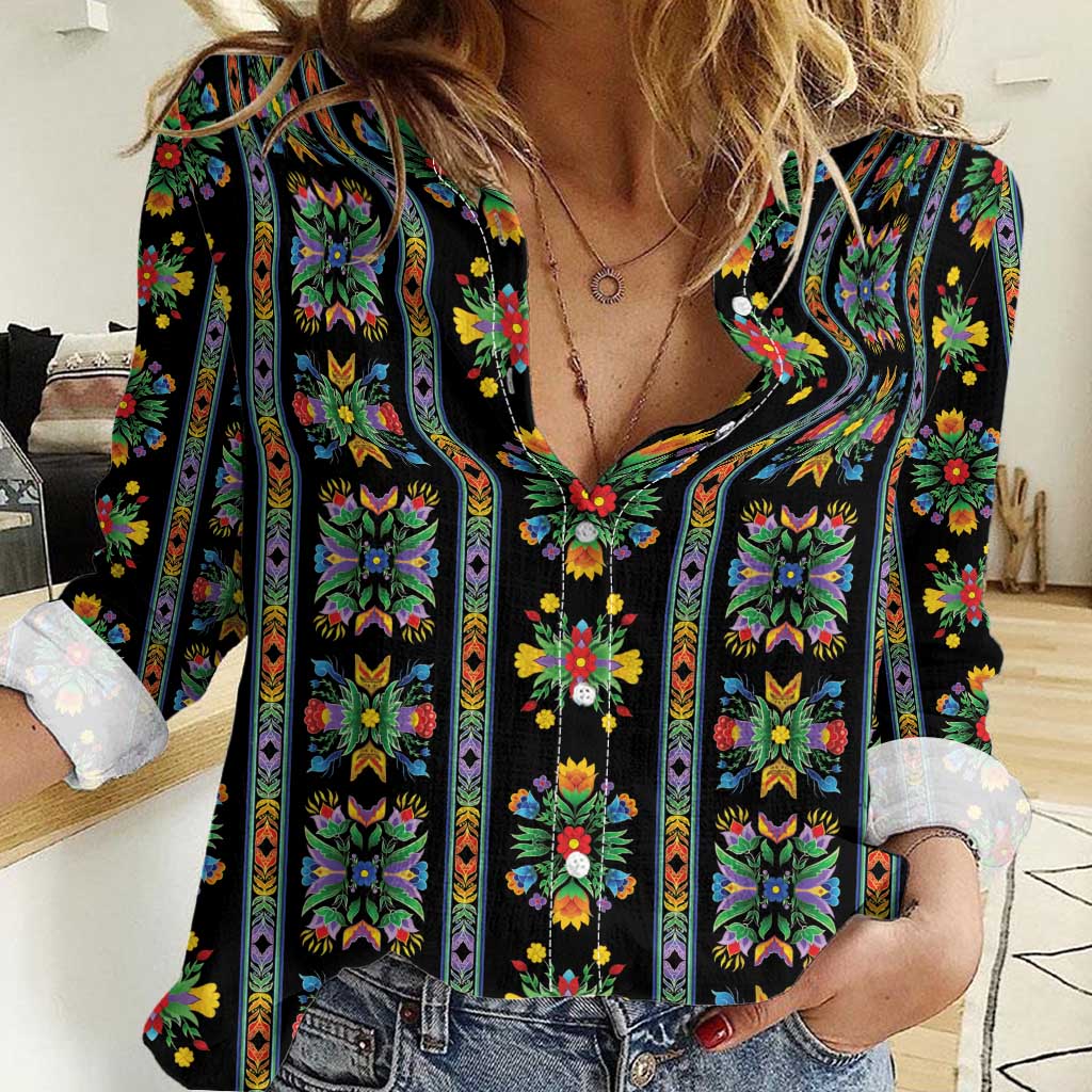 Regalia Stripe Floral Pattern Women Casual Shirt Colorful Attractive - Wonder Print Shop