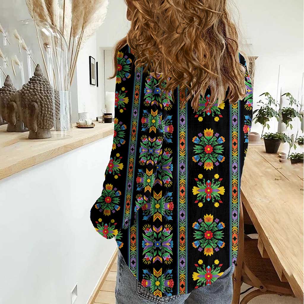 Regalia Stripe Floral Pattern Women Casual Shirt Colorful Attractive - Wonder Print Shop