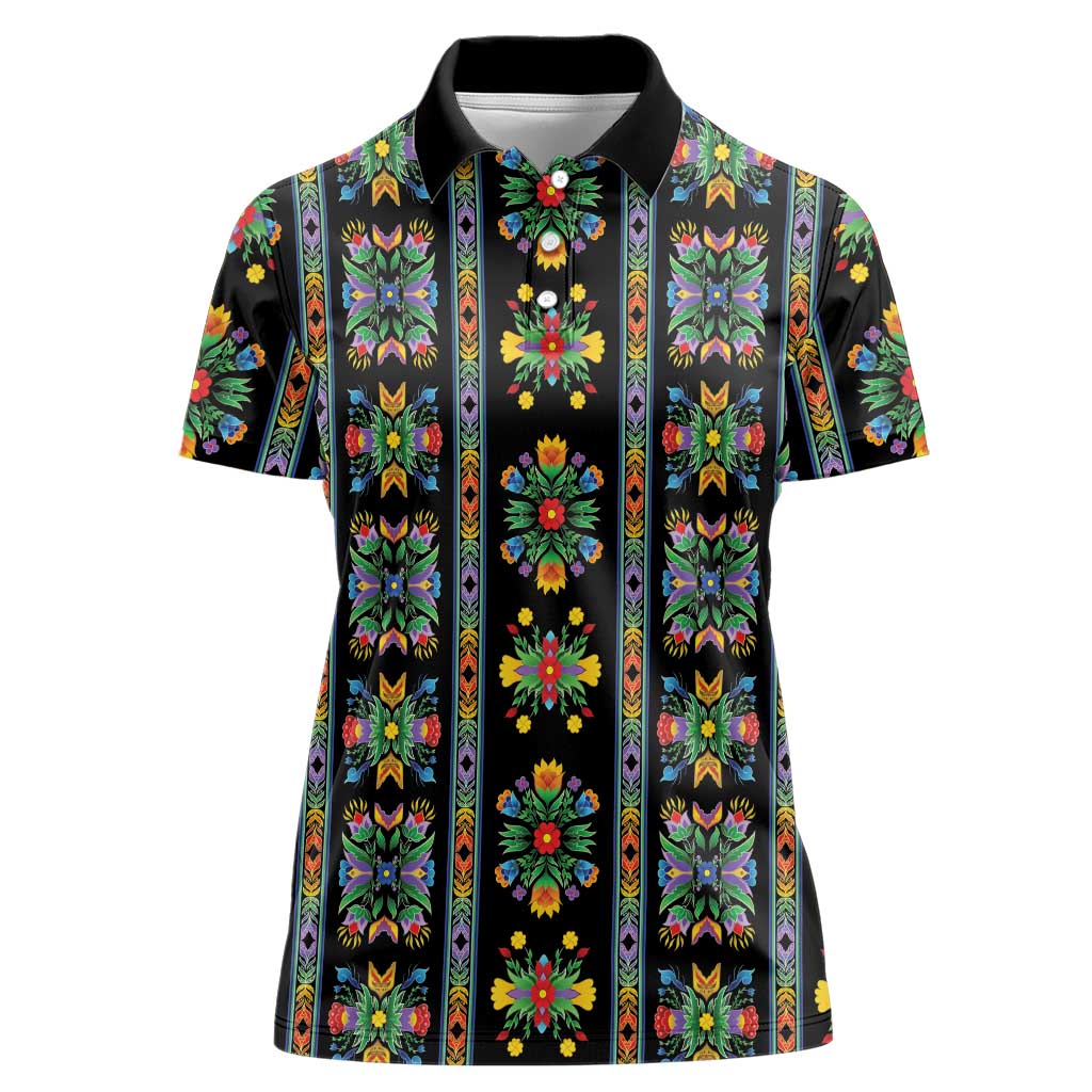 Regalia Stripe Floral Pattern Women Polo Shirt Colorful Attractive - Wonder Print Shop