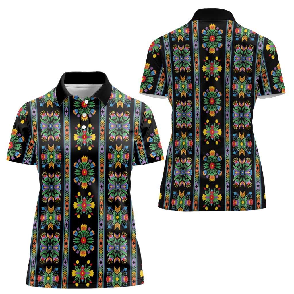Regalia Stripe Floral Pattern Women Polo Shirt Colorful Attractive - Wonder Print Shop