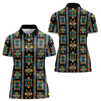 Regalia Stripe Floral Pattern Women Polo Shirt Colorful Attractive - Wonder Print Shop