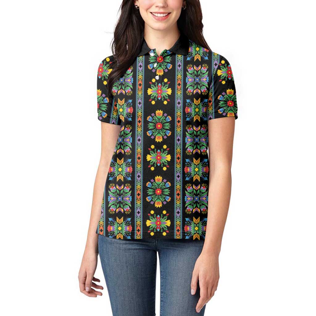 Regalia Stripe Floral Pattern Women Polo Shirt Colorful Attractive - Wonder Print Shop