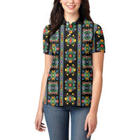 Regalia Stripe Floral Pattern Women Polo Shirt Colorful Attractive - Wonder Print Shop