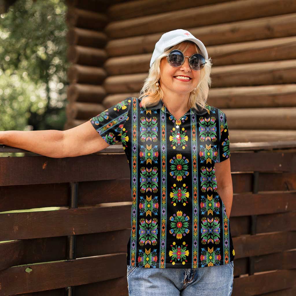 Regalia Stripe Floral Pattern Women Polo Shirt Colorful Attractive - Wonder Print Shop