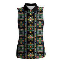 Regalia Stripe Floral Pattern Women Sleeveless Polo Shirt Colorful Attractive - Wonder Print Shop