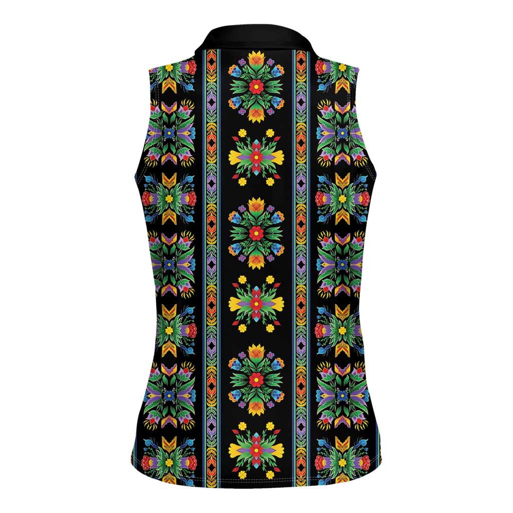 Regalia Stripe Floral Pattern Women Sleeveless Polo Shirt Colorful Attractive - Wonder Print Shop