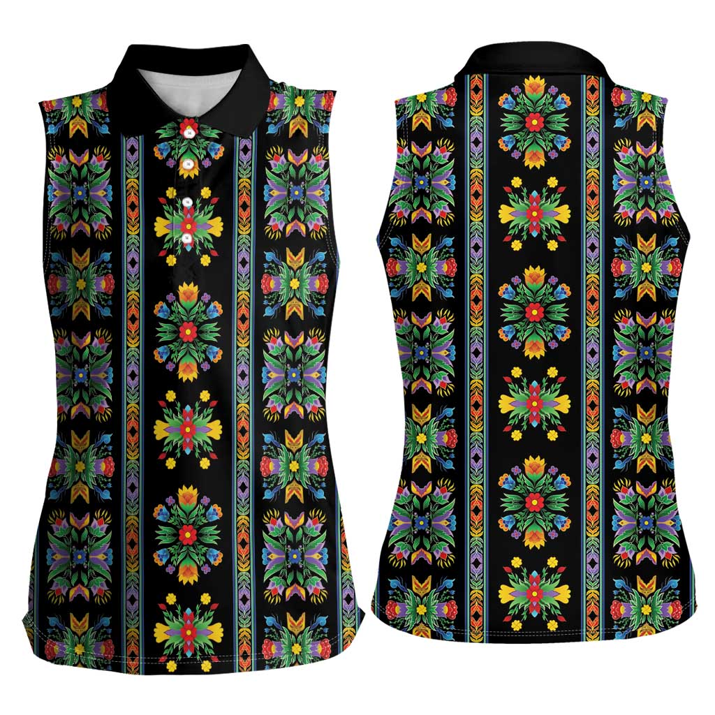 Regalia Stripe Floral Pattern Women Sleeveless Polo Shirt Colorful Attractive - Wonder Print Shop
