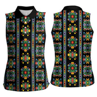 Regalia Stripe Floral Pattern Women Sleeveless Polo Shirt Colorful Attractive - Wonder Print Shop