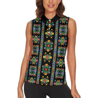 Regalia Stripe Floral Pattern Women Sleeveless Polo Shirt Colorful Attractive - Wonder Print Shop