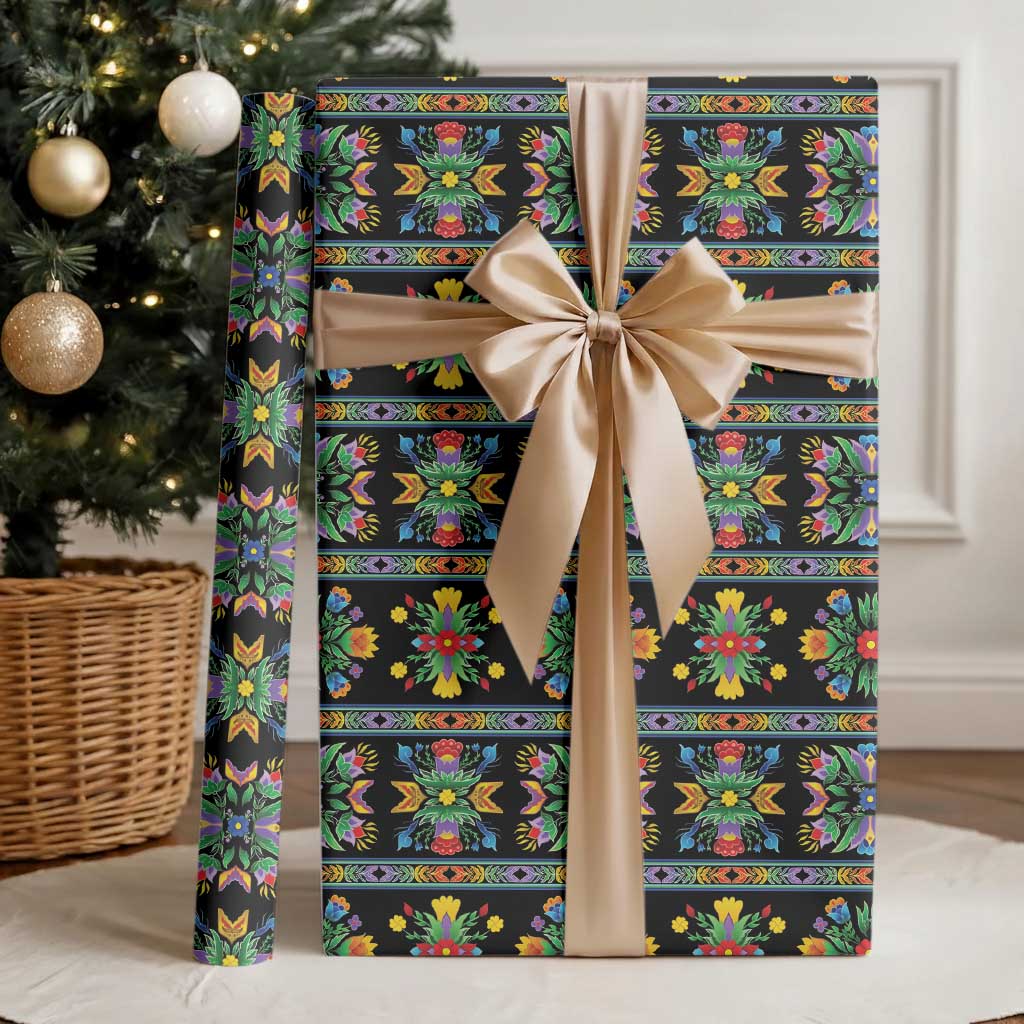 Regalia Stripe Floral Pattern Wrapping Paper Colorful Attractive