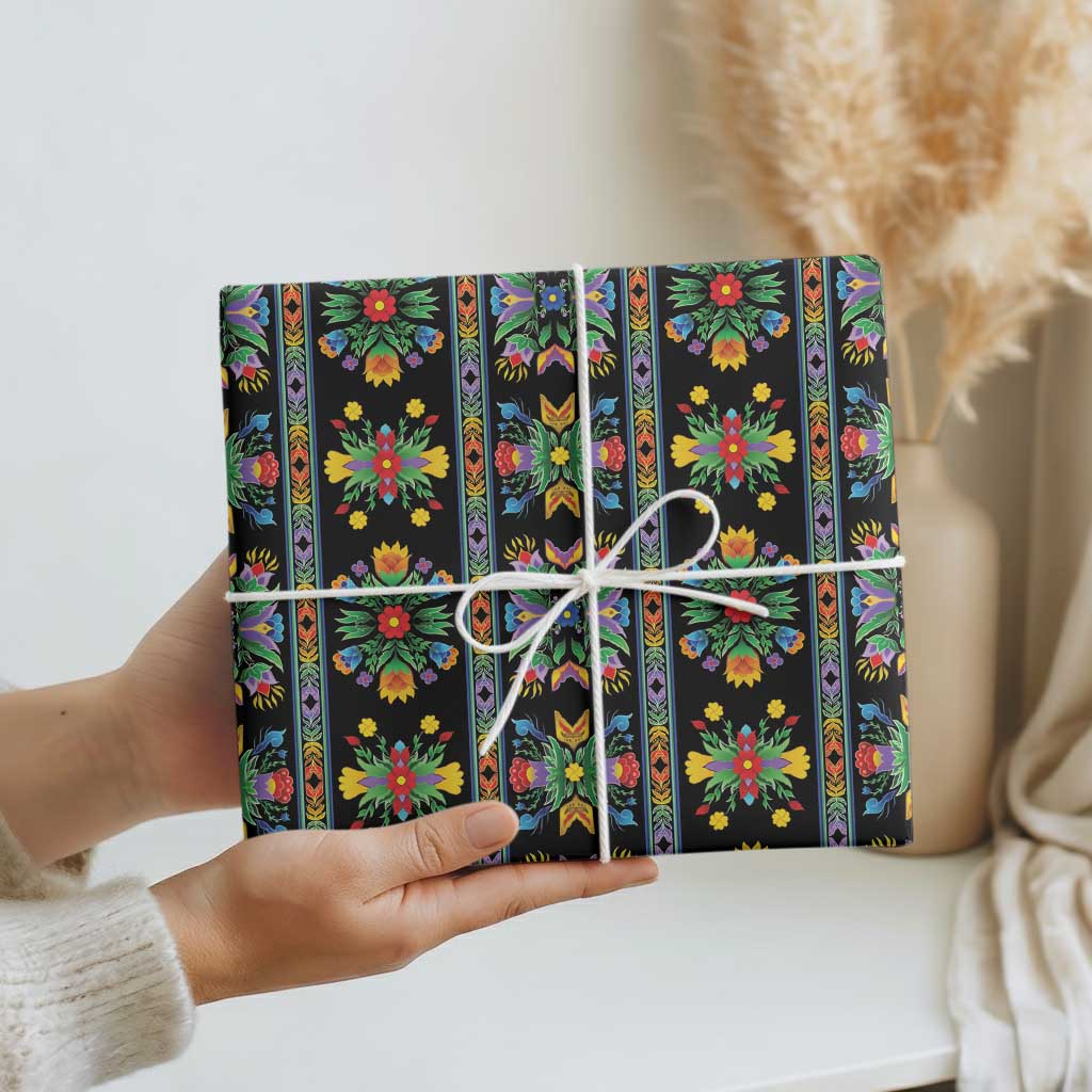 Regalia Stripe Floral Pattern Wrapping Paper Colorful Attractive