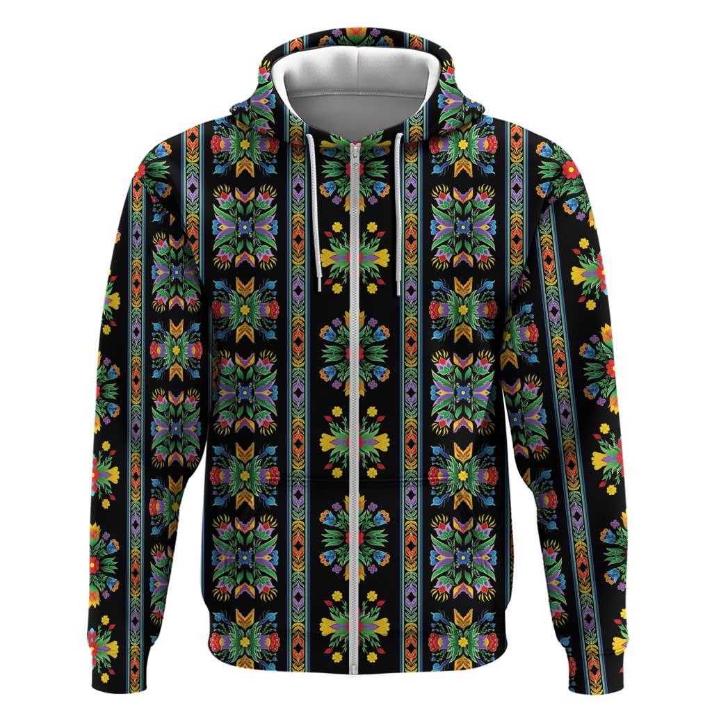 Regalia Stripe Floral Pattern Zip Hoodie Colorful Attractive - Wonder Print Shop