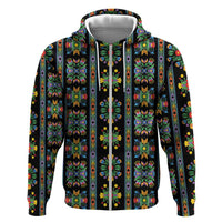 Regalia Stripe Floral Pattern Zip Hoodie Colorful Attractive - Wonder Print Shop