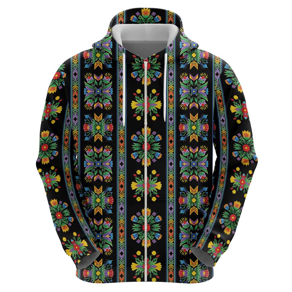 Regalia Stripe Floral Pattern Zip Hoodie Colorful Attractive - Wonder Print Shop