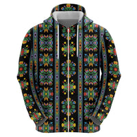 Regalia Stripe Floral Pattern Zip Hoodie Colorful Attractive - Wonder Print Shop