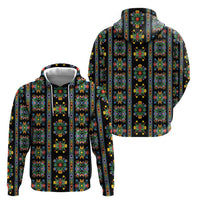 Regalia Stripe Floral Pattern Zip Hoodie Colorful Attractive - Wonder Print Shop