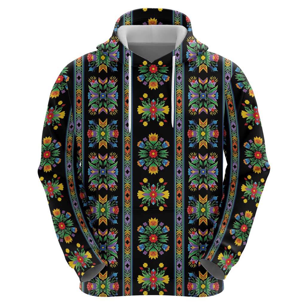 Regalia Stripe Floral Pattern Zip Hoodie Colorful Attractive - Wonder Print Shop