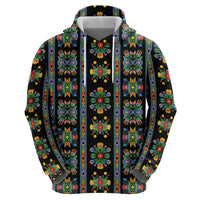 Regalia Stripe Floral Pattern Zip Hoodie Colorful Attractive - Wonder Print Shop