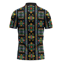 Regalia Stripe Floral Pattern Zipper Polo Shirt Colorful Attractive - Wonder Print Shop