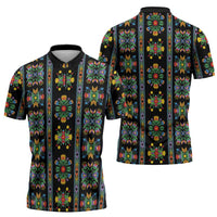Regalia Stripe Floral Pattern Zipper Polo Shirt Colorful Attractive - Wonder Print Shop
