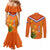 Netherlands Queen Day 2024 Couples Matching Mermaid Dress and Long Sleeve Button Shirt Nederland Koningsdag Orange Tulips
