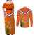Netherlands Queen Day 2024 Couples Matching Off Shoulder Maxi Dress and Long Sleeve Button Shirt Nederland Koningsdag Orange Tulips - Wonder Print Shop