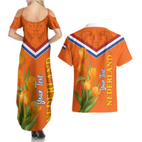Netherlands Queen Day 2024 Couples Matching Summer Maxi Dress and Hawaiian Shirt Nederland Koningsdag Orange Tulips - Wonder Print Shop