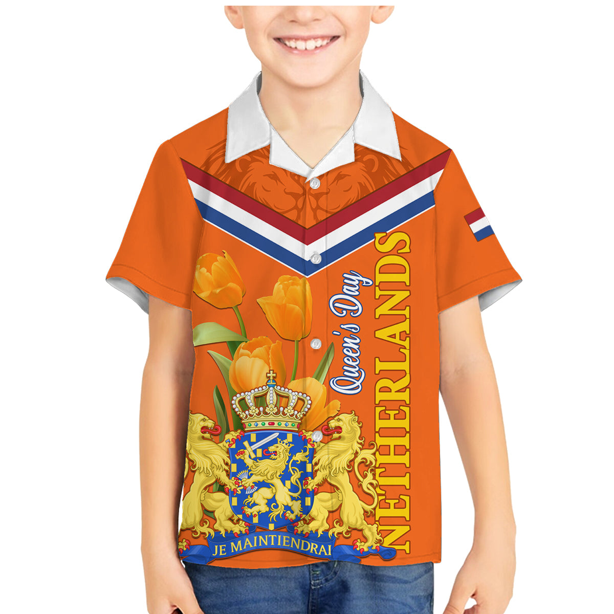 Netherlands Queen Day 2024 Family Matching Mermaid Dress and Hawaiian Shirt Nederland Koningsdag Orange Tulips - Wonder Print Shop
