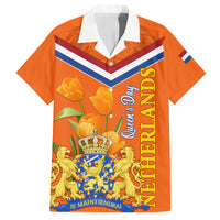 Netherlands Queen Day 2024 Family Matching Off Shoulder Long Sleeve Dress and Hawaiian Shirt Nederland Koningsdag Orange Tulips - Wonder Print Shop