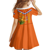 Netherlands Queen Day 2024 Family Matching Short Sleeve Bodycon Dress and Hawaiian Shirt Nederland Koningsdag Orange Tulips - Wonder Print Shop