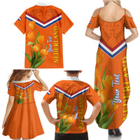 Netherlands Queen Day 2024 Family Matching Summer Maxi Dress and Hawaiian Shirt Nederland Koningsdag Orange Tulips - Wonder Print Shop
