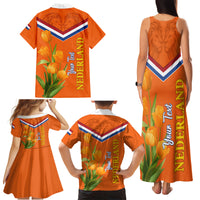 Netherlands Queen Day 2024 Family Matching Tank Maxi Dress and Hawaiian Shirt Nederland Koningsdag Orange Tulips - Wonder Print Shop