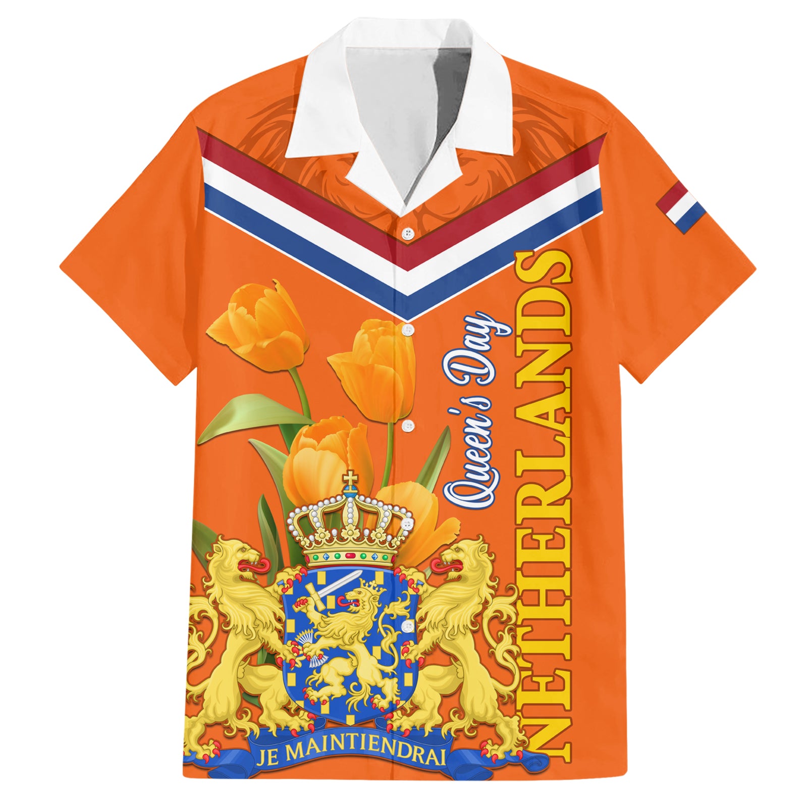 Netherlands Queen Day 2024 Hawaiian Shirt Nederland Koningsdag Orange Tulips - Wonder Print Shop