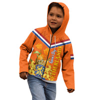 Netherlands Queen Day 2024 Kid Hoodie Nederland Koningsdag Orange Tulips - Wonder Print Shop