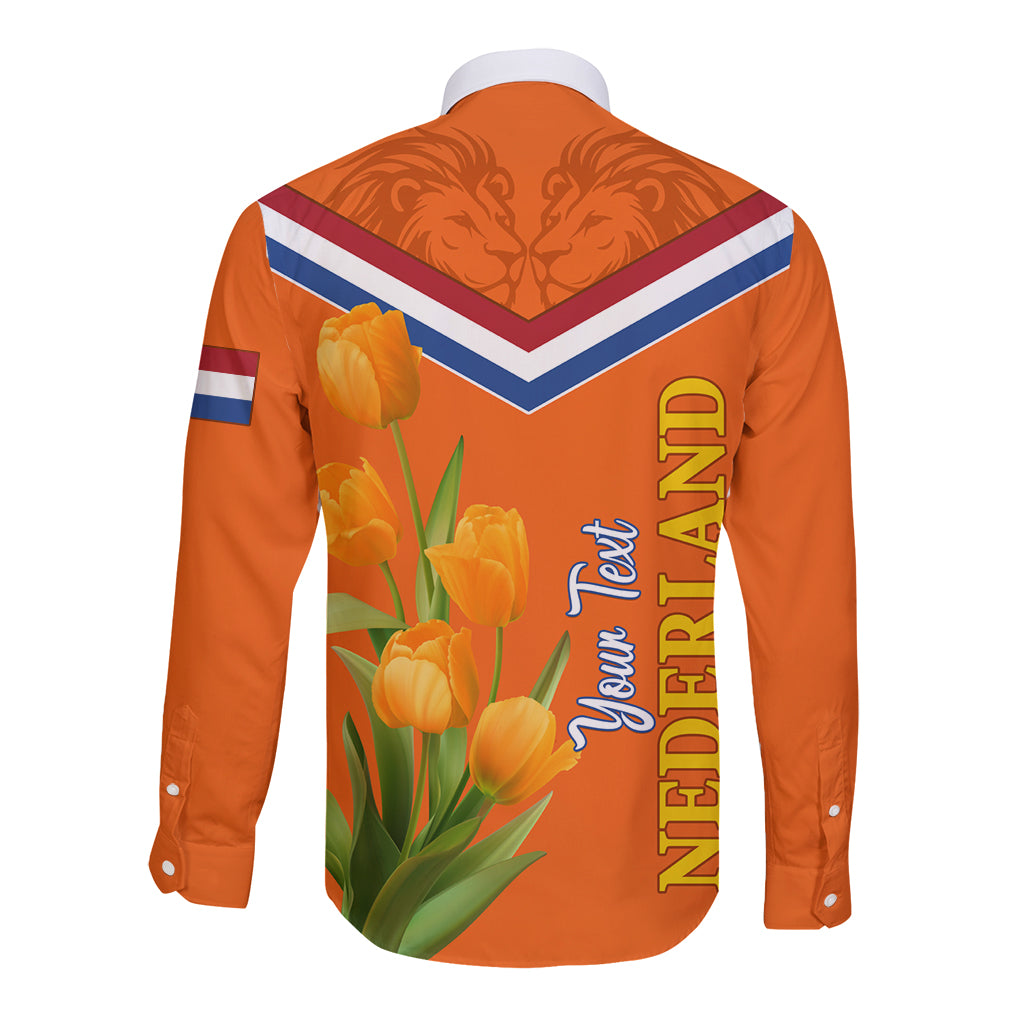 Netherlands Queen Day 2024 Long Sleeve Button Shirt Nederland Koningsdag Orange Tulips - Wonder Print Shop