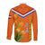Netherlands Queen Day 2024 Long Sleeve Button Shirt Nederland Koningsdag Orange Tulips