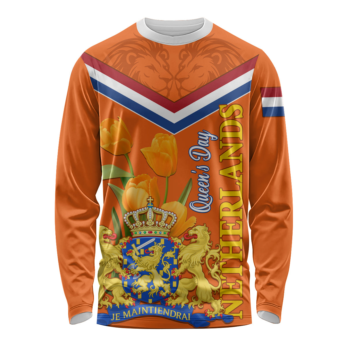 Netherlands Queen Day 2024 Long Sleeve Shirt Nederland Koningsdag Orange Tulips - Wonder Print Shop