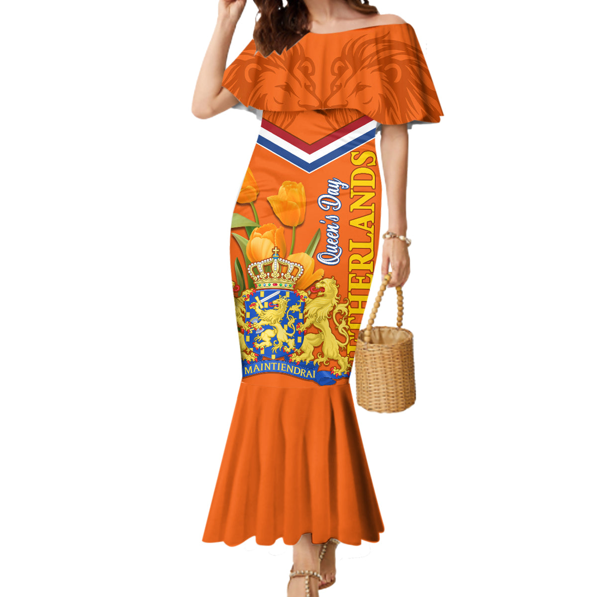 Netherlands Queen Day 2024 Mermaid Dress Nederland Koningsdag Orange Tulips - Wonder Print Shop