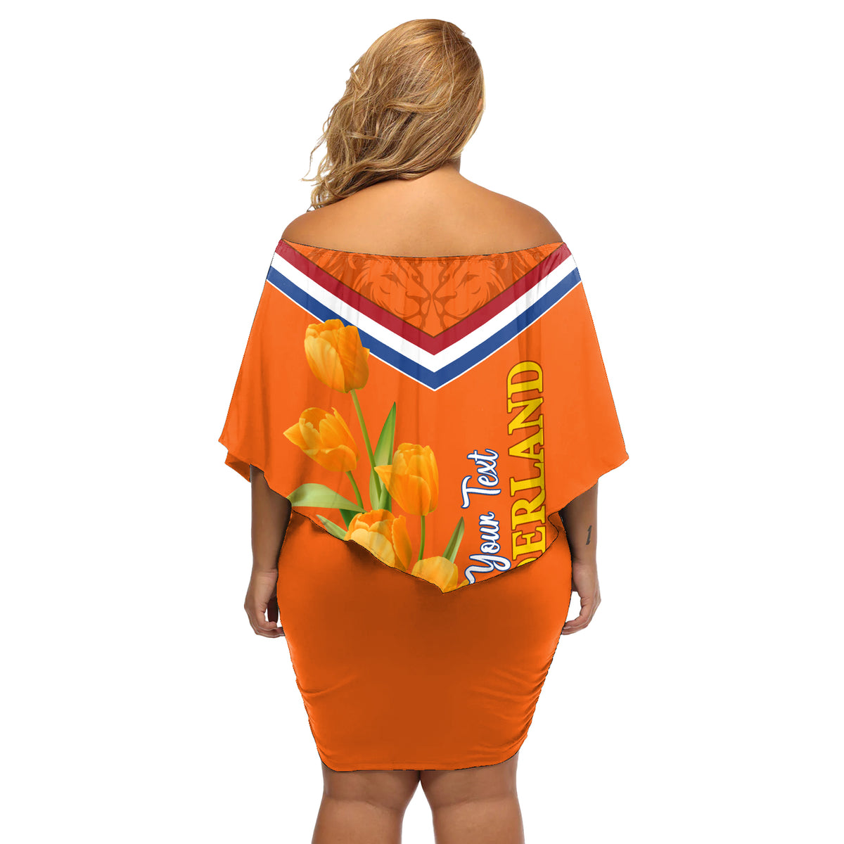 Netherlands Queen Day 2024 Off Shoulder Short Dress Nederland Koningsdag Orange Tulips - Wonder Print Shop