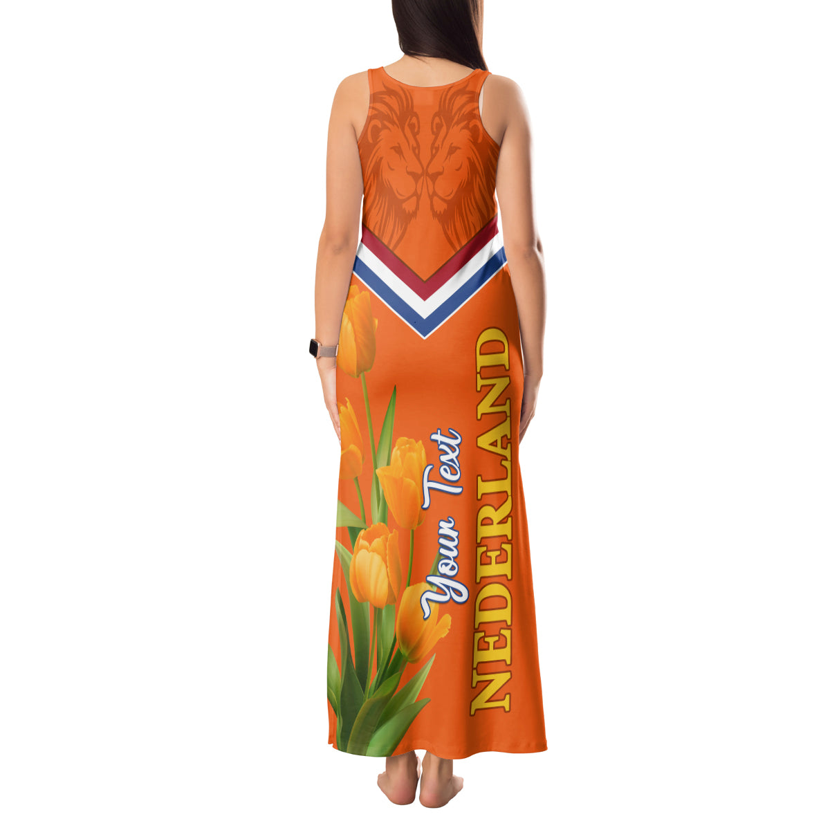 Netherlands Queen Day 2024 Tank Maxi Dress Nederland Koningsdag Orange Tulips - Wonder Print Shop
