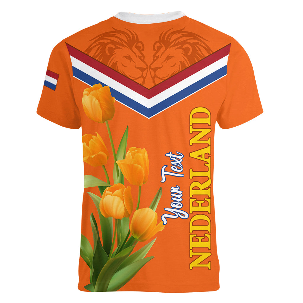 Netherlands Queen Day 2024 Women V Neck T Shirt Nederland Koningsdag Orange Tulips - Wonder Print Shop