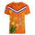 Netherlands Queen Day 2024 Women V Neck T Shirt Nederland Koningsdag Orange Tulips