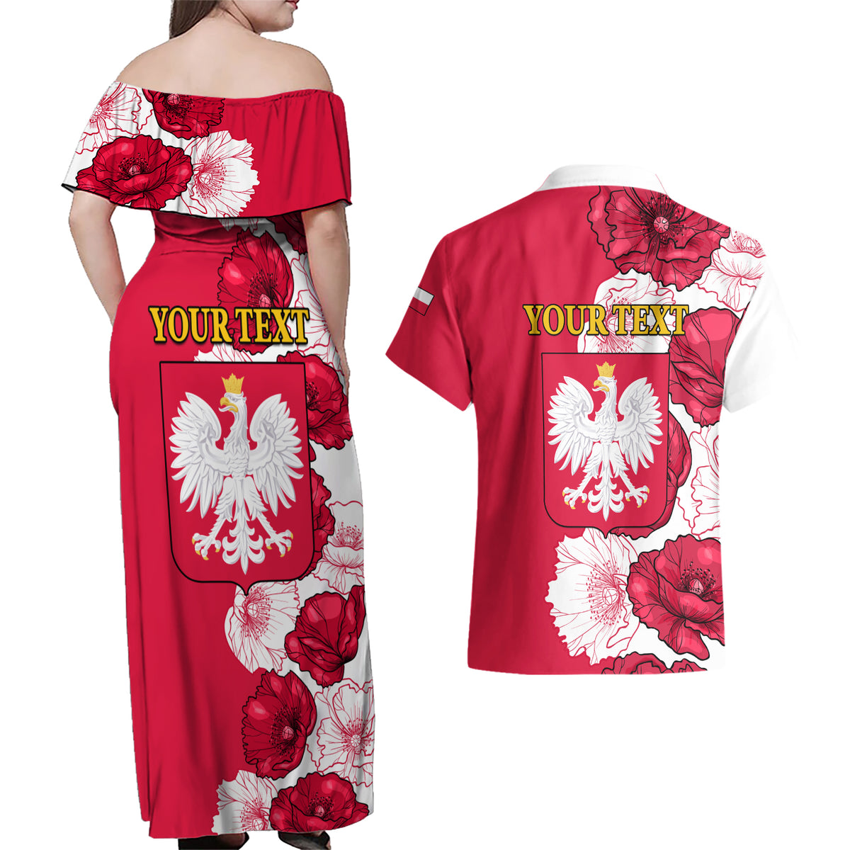 Poland Constitution Day 2024 Couples Matching Off Shoulder Maxi Dress and Hawaiian Shirt Polska Swieto Konstytucji 3 Maja - Wonder Print Shop