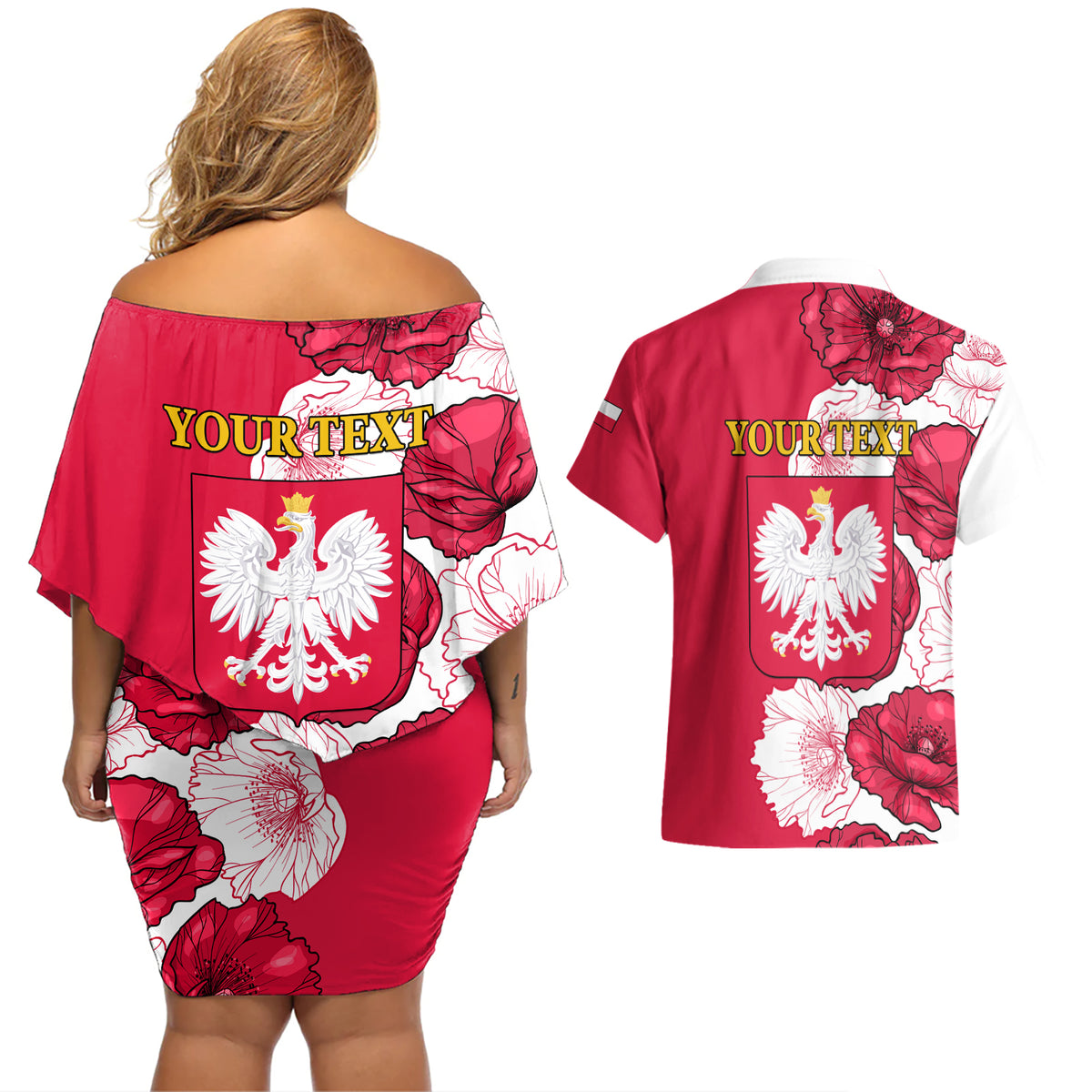 Poland Constitution Day 2024 Couples Matching Off Shoulder Short Dress and Hawaiian Shirt Polska Swieto Konstytucji 3 Maja - Wonder Print Shop