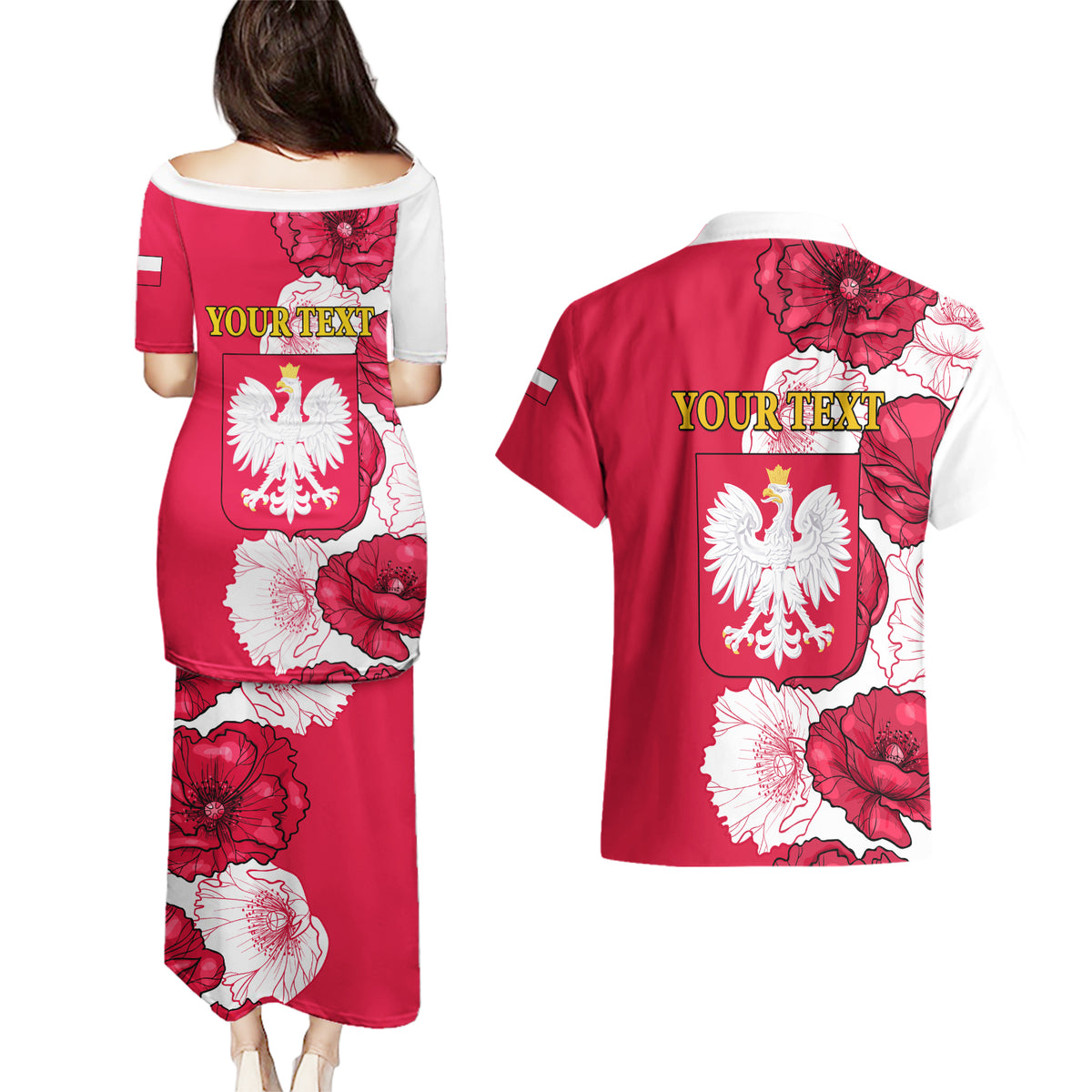 Poland Constitution Day 2024 Couples Matching Puletasi and Hawaiian Shirt Polska Swieto Konstytucji 3 Maja - Wonder Print Shop