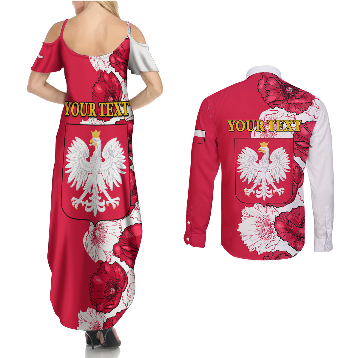 Poland Constitution Day 2024 Couples Matching Summer Maxi Dress and Long Sleeve Button Shirt Polska Swieto Konstytucji 3 Maja - Wonder Print Shop
