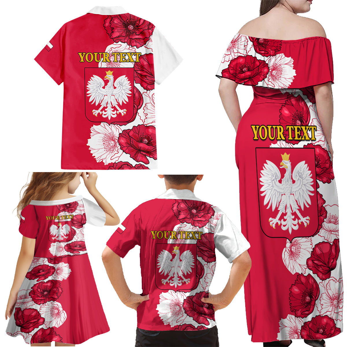 Poland Constitution Day 2024 Family Matching Off Shoulder Maxi Dress and Hawaiian Shirt Polska Swieto Konstytucji 3 Maja - Wonder Print Shop