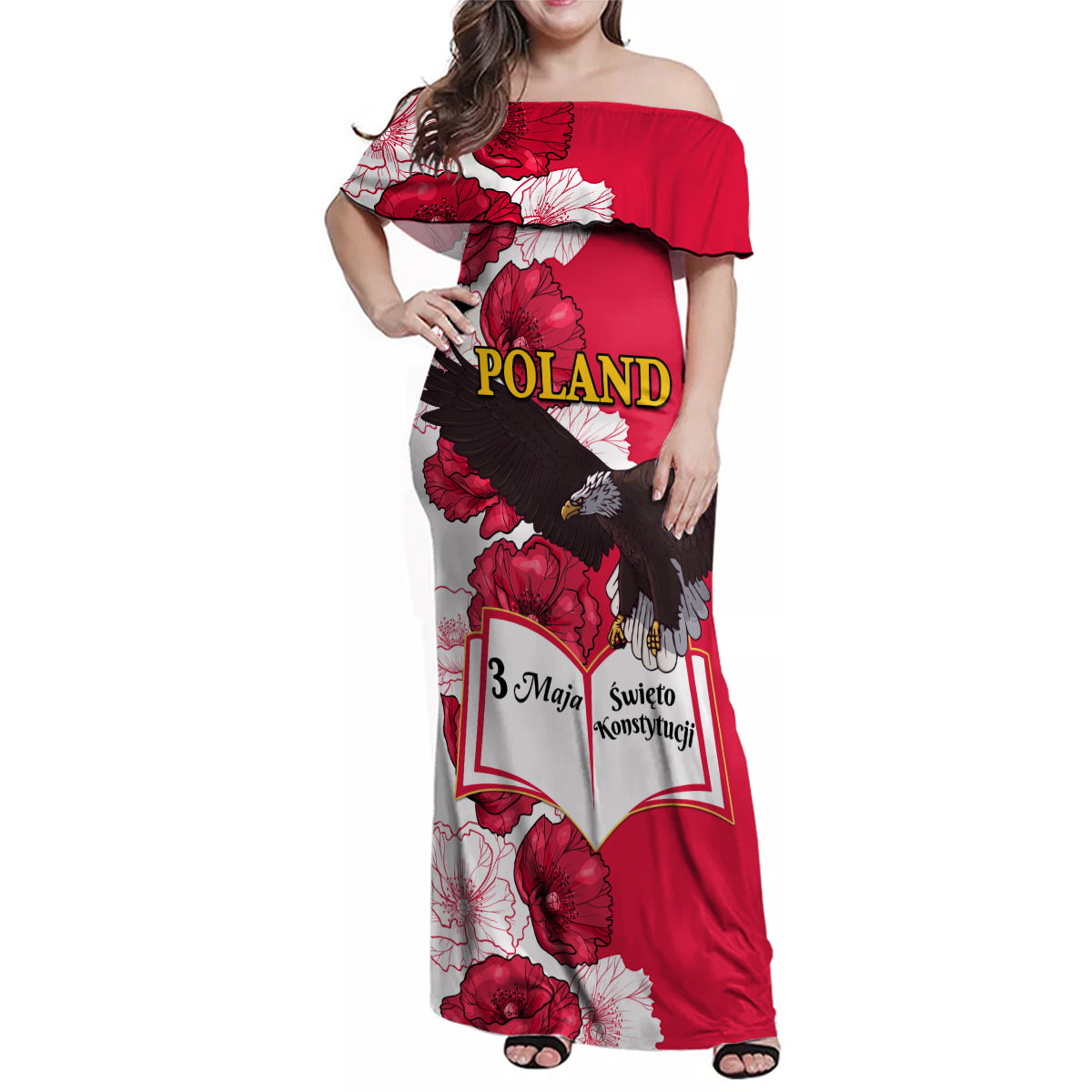 Poland Constitution Day 2024 Family Matching Off Shoulder Maxi Dress and Hawaiian Shirt Polska Swieto Konstytucji 3 Maja - Wonder Print Shop