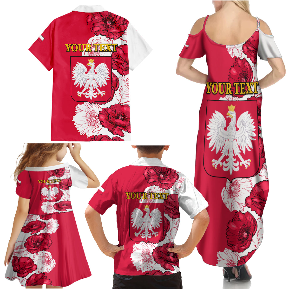 Poland Constitution Day 2024 Family Matching Summer Maxi Dress and Hawaiian Shirt Polska Swieto Konstytucji 3 Maja - Wonder Print Shop