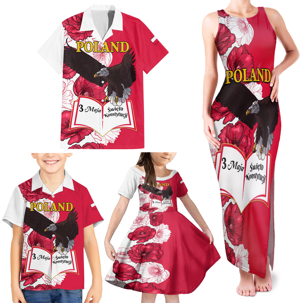 Poland Constitution Day 2024 Family Matching Tank Maxi Dress and Hawaiian Shirt Polska Swieto Konstytucji 3 Maja